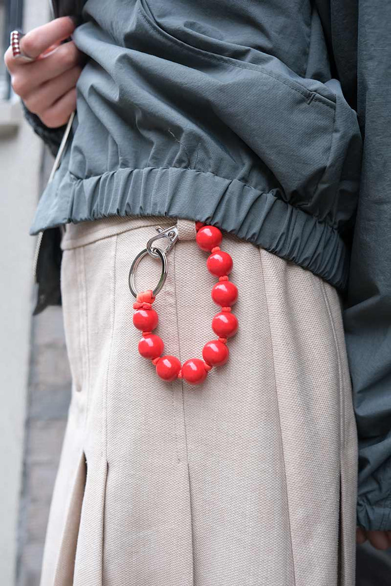 DICKE PERLEN SHORT KEYHOLDER / RED