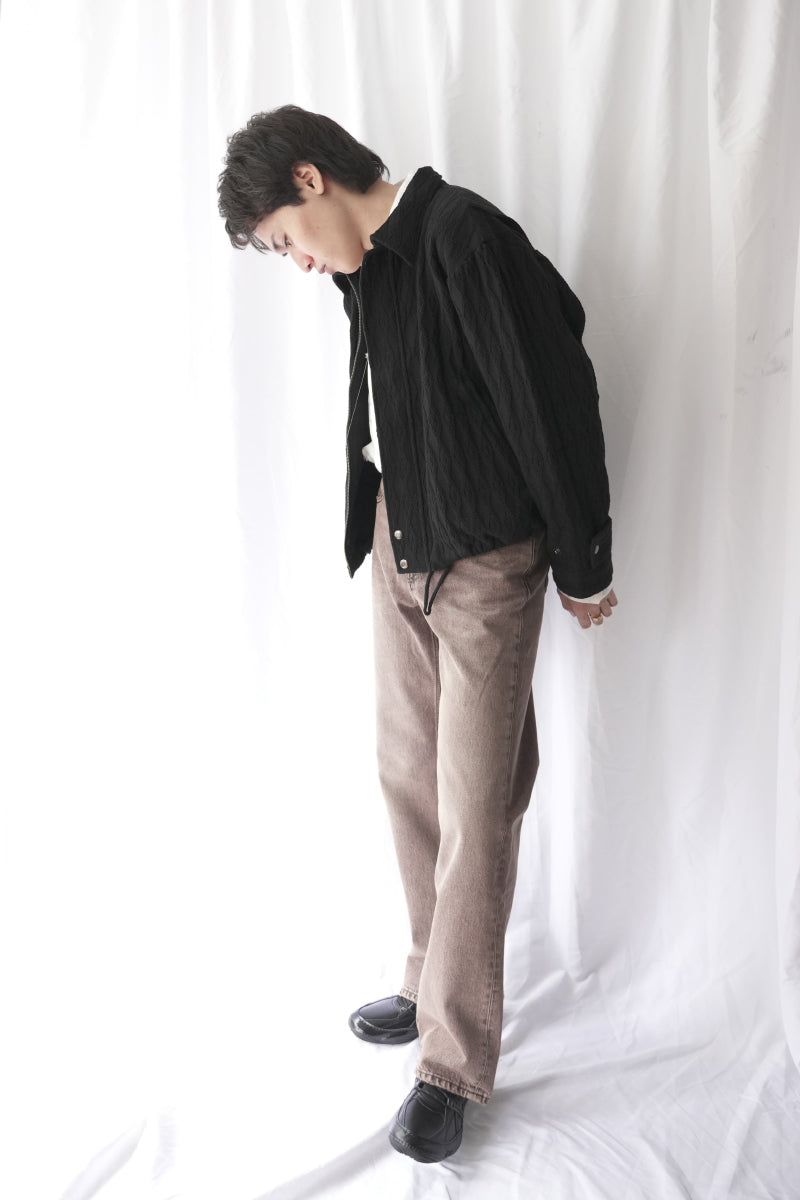 DIAMOND QUILT KNIT JACKET / BLACK