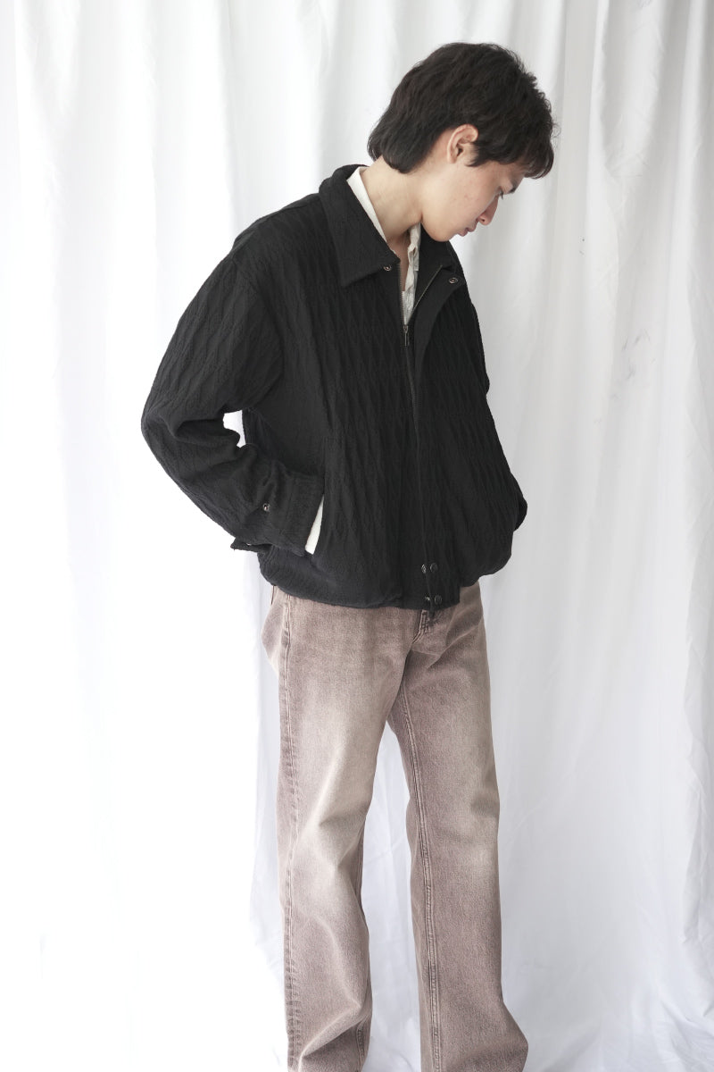 DIAMOND QUILT KNIT JACKET / BLACK