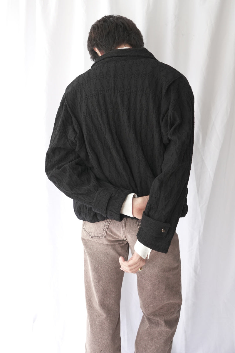 DIAMOND QUILT KNIT JACKET / BLACK