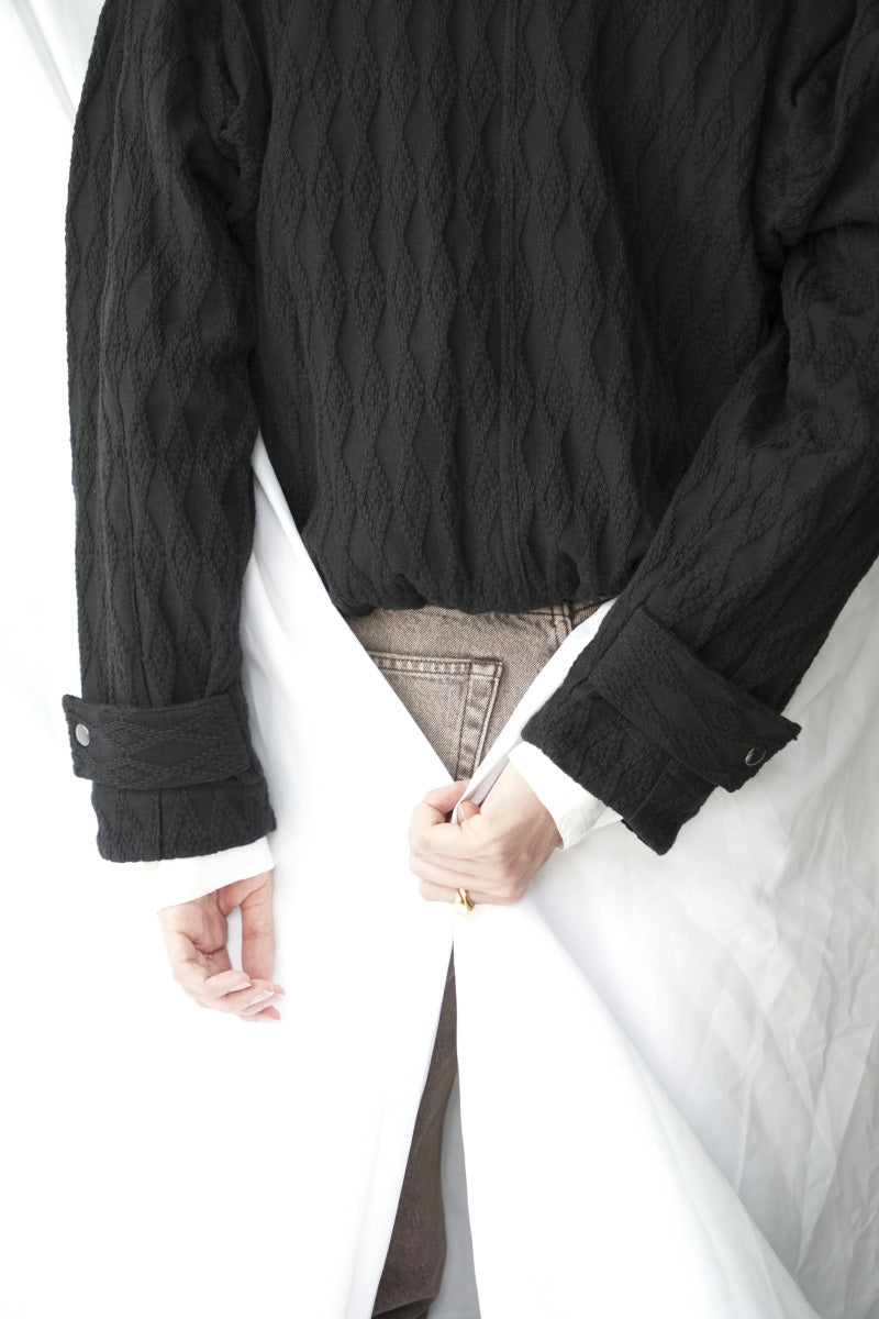 DIAMOND QUILT KNIT JACKET / BLACK