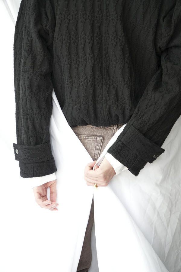DIAMOND QUILT KNIT JACKET / BLACK