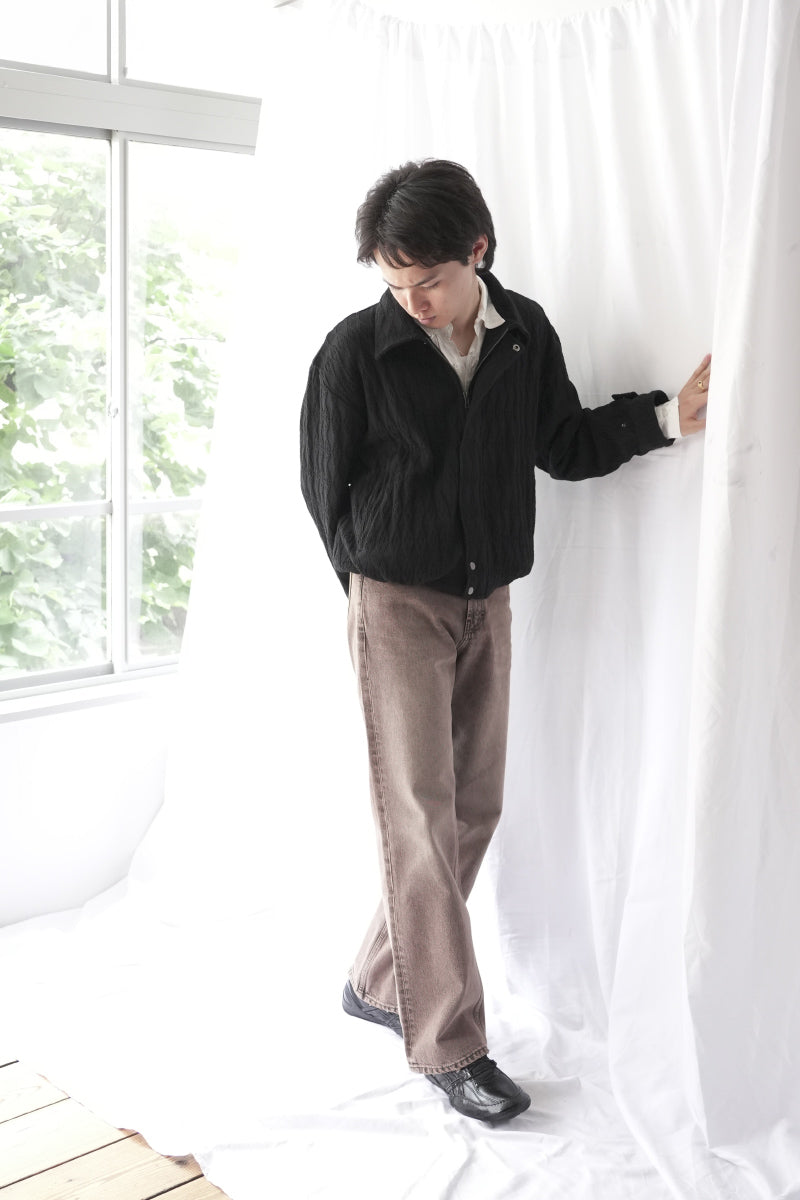 DIAMOND QUILT KNIT JACKET / BLACK
