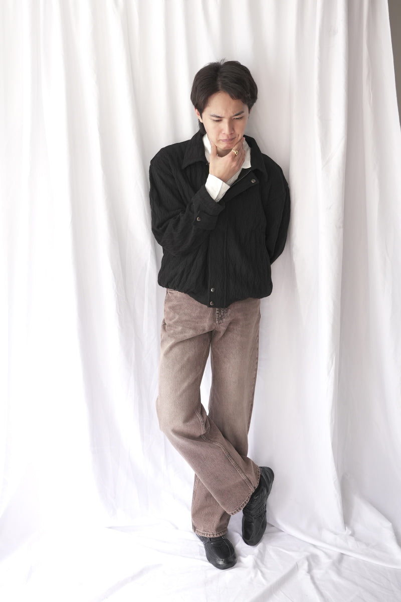 DIAMOND QUILT KNIT JACKET / BLACK