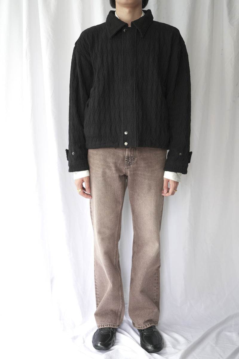 DIAMOND QUILT KNIT JACKET / BLACK