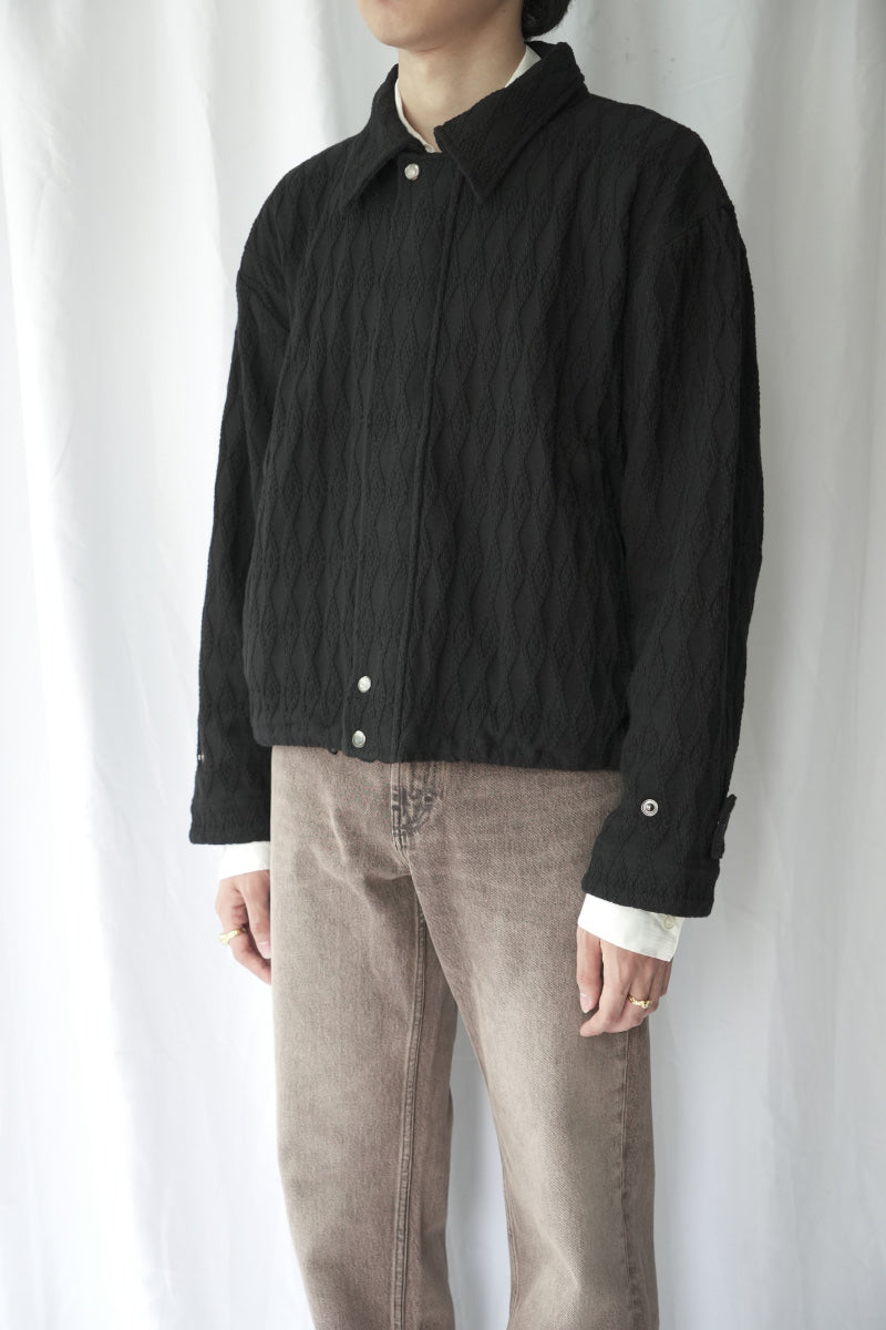 DIAMOND QUILT KNIT JACKET / BLACK