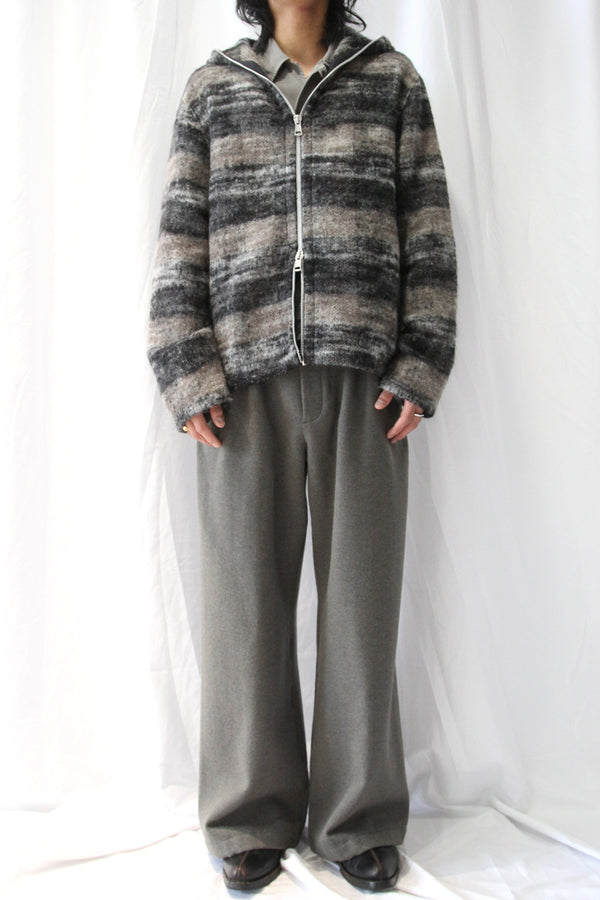 FULL ZIP HOOD / NIGHT WOODS CHECK LOFT WOOL