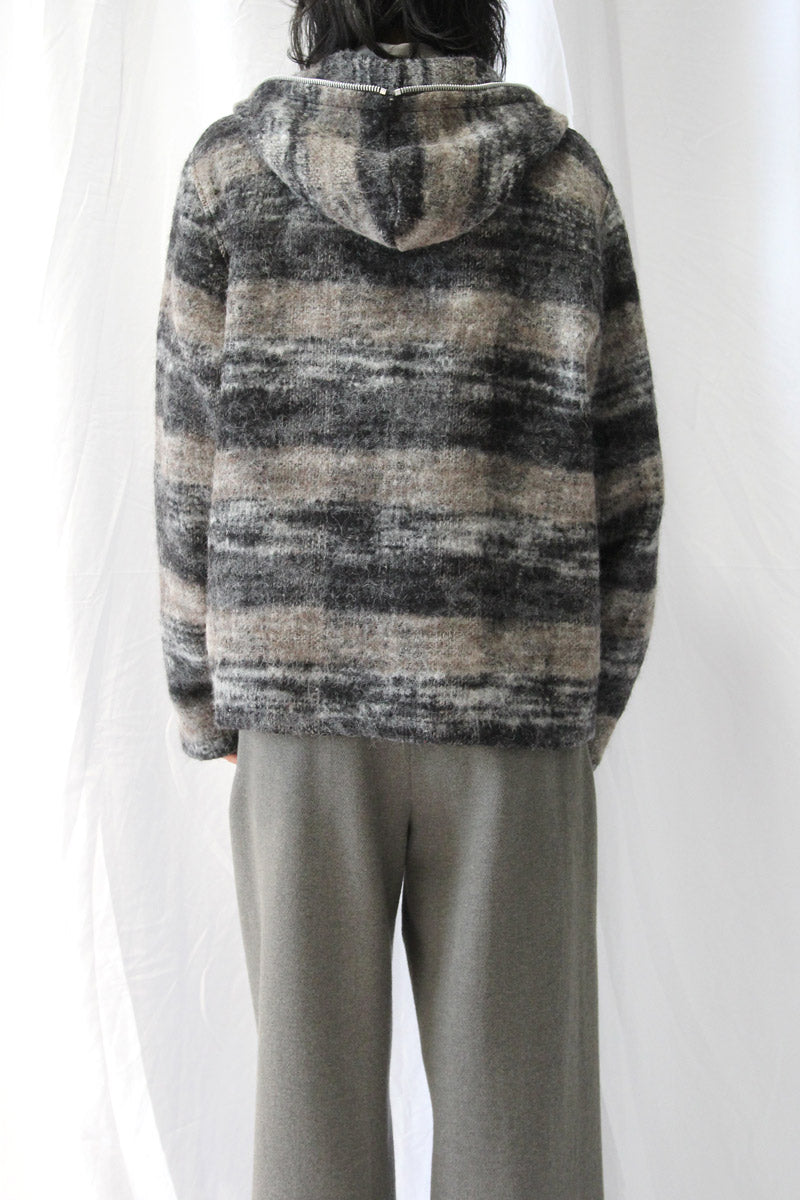 FULL ZIP HOOD / NIGHT WOODS CHECK LOFT WOOL [Scheduled for 26AW arrival]