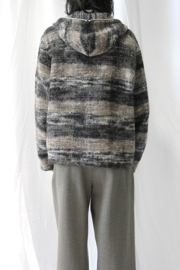 FULL ZIP HOOD / NIGHT WOODS CHECK LOFT WOOL