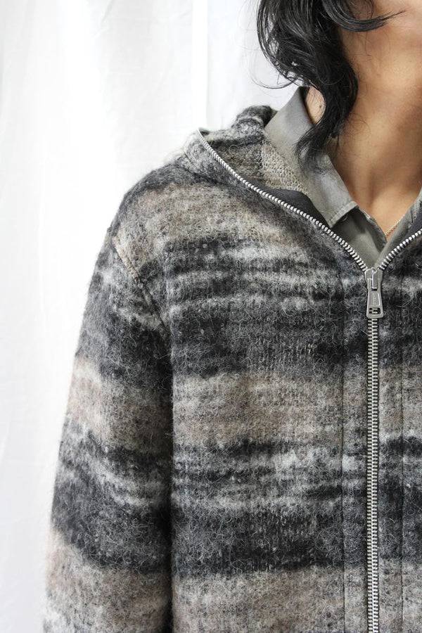 FULL ZIP HOOD / NIGHT WOODS CHECK LOFT WOOL
