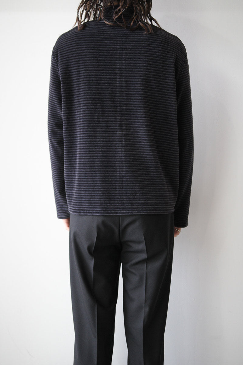 OUR LEGACY | SHRUNKEN FULLZIP POLO / PHANTOM STRIPE VELOUR OUR LEGACY | SHRUNKEN FULLZIP POLO / PHANTOM STRIPE VELOUR