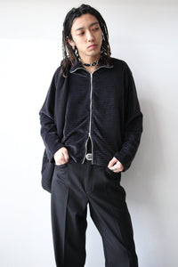 SHRUNKEN FULLZIP POLO / PHANTOM STRIPE VELOUR