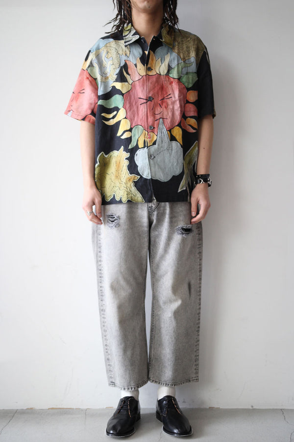 BOX SHIRT SHORT SLEEVE / DUSTY LILAC COATED VOILE 