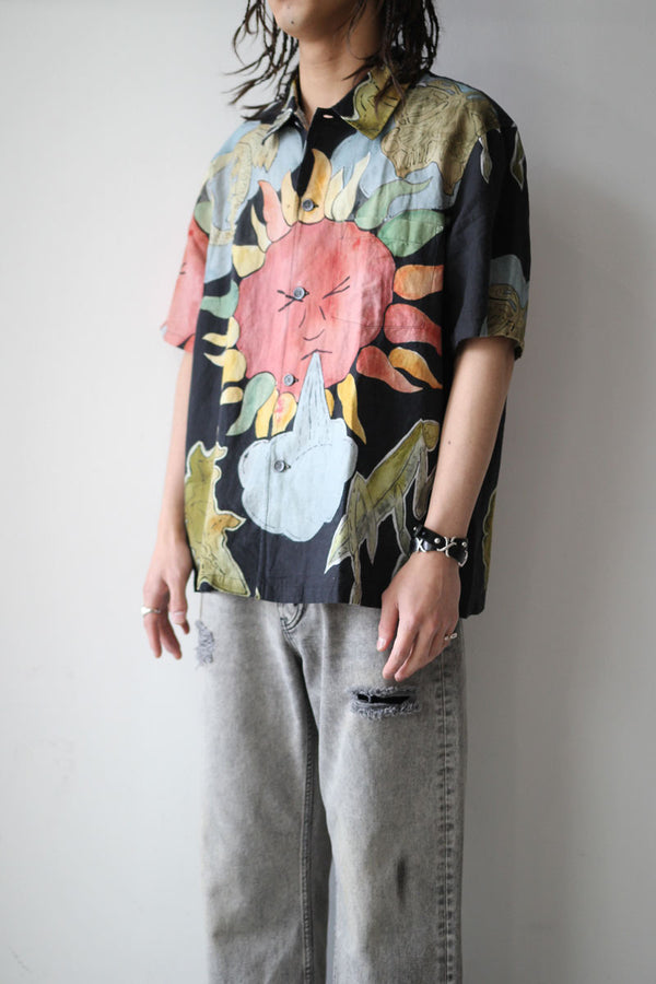 BOX SHIRT SHORT SLEEVE / DUSTY LILAC COATED VOILE 