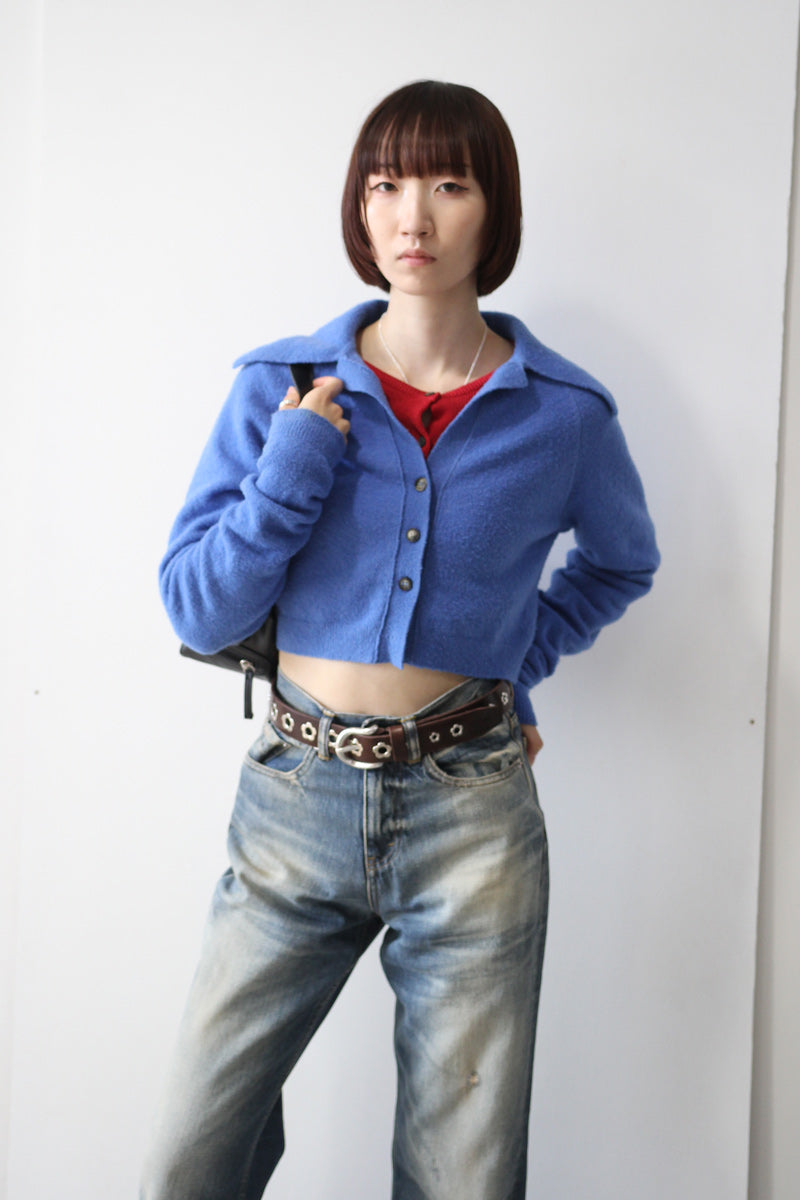 NANUSHKA | MERINO WOOL CROPPED KNIT JACKET [USED]