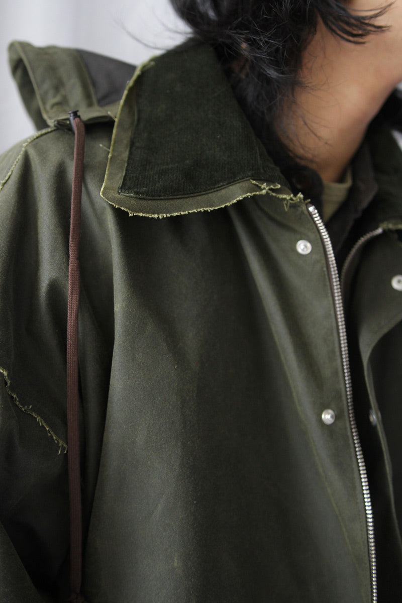 WAXED OUTDOOR JACKET - WAXED COTTON / GREEN