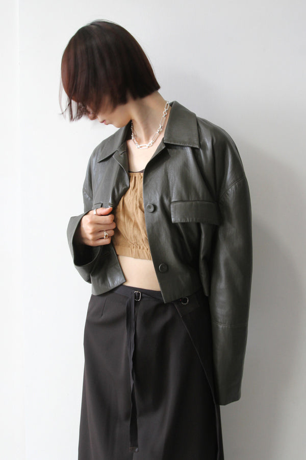 NANUSHKA | CROPPED VEGAN LEATHER JACKET  [USED]