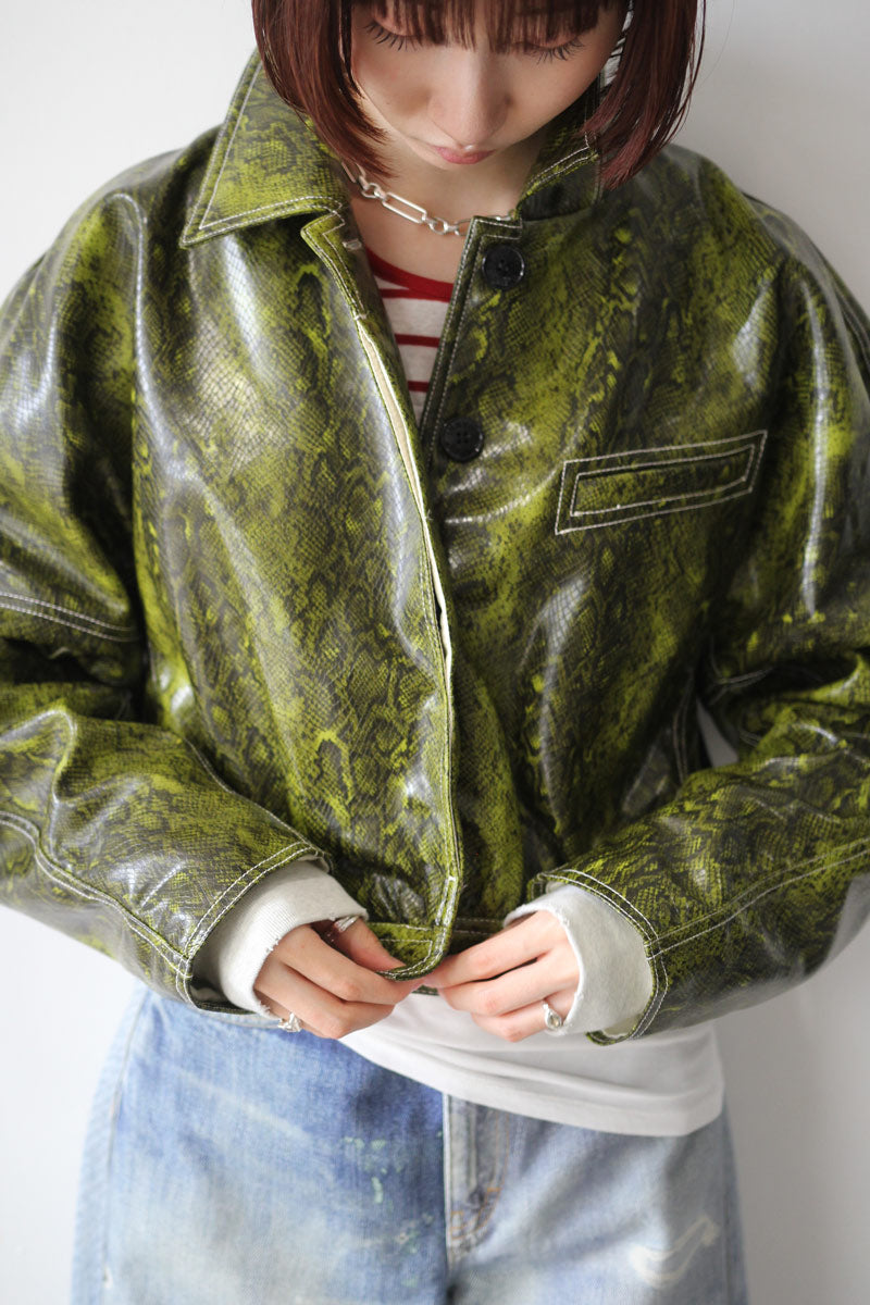 GANNI | FAUX LEATHER CROPPED JACKET [DEADSTOCK/NOS]