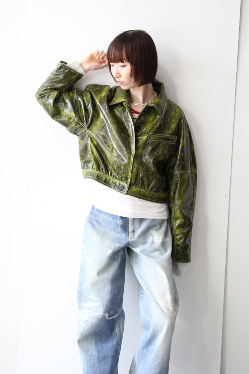 GANNI | FAUX LEATHER CROPPED JACKET [DEADSTOCK/NOS]