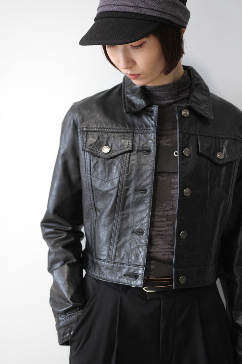 POLO JEANS CO | Y2K EARLY 00'S CROPPED LEATHER JACKET [USED]