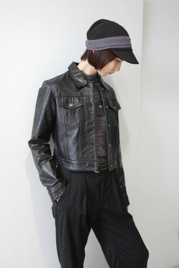 POLO JEANS CO | Y2K EARLY 00'S CROPPED LEATHER JACKET [USED]