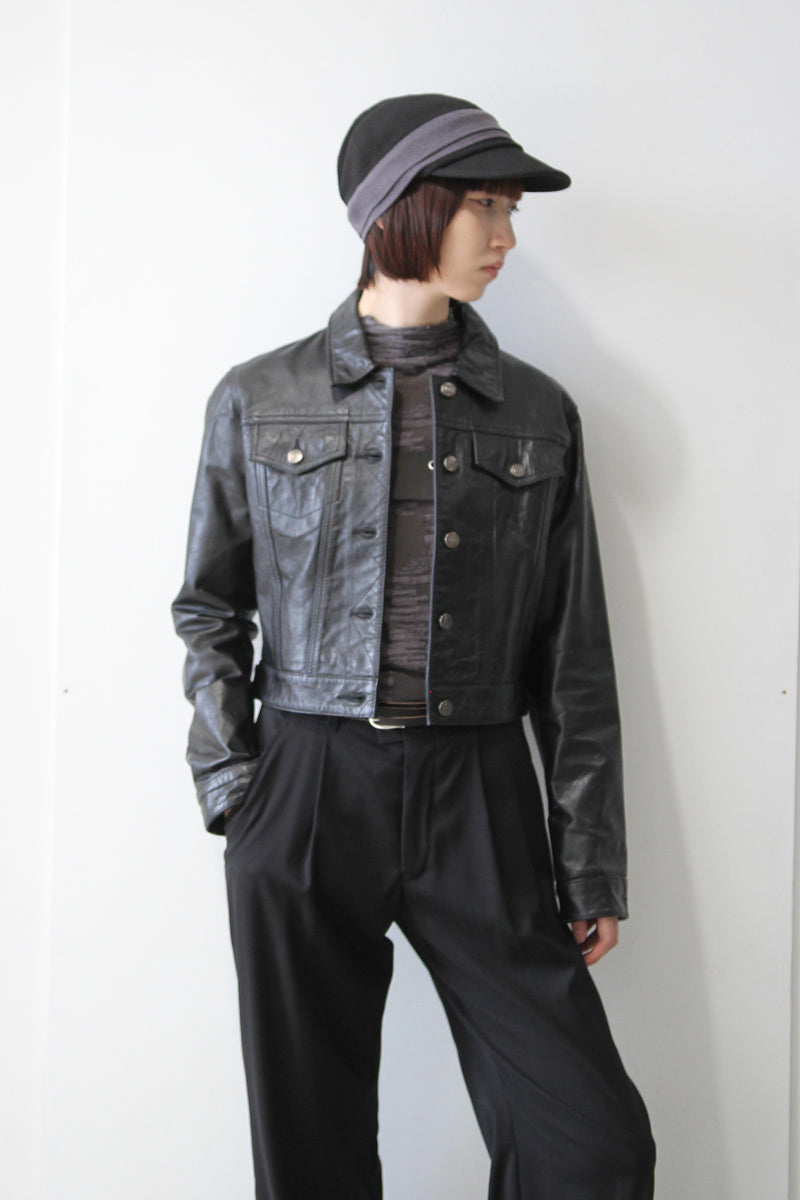POLO JEANS CO | Y2K EARLY 00'S CROPPED LEATHER JACKET [USED]
