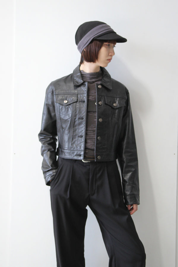 POLO JEANS CO | Y2K EARLY 00'S CROPPED LEATHER JACKET [USED]