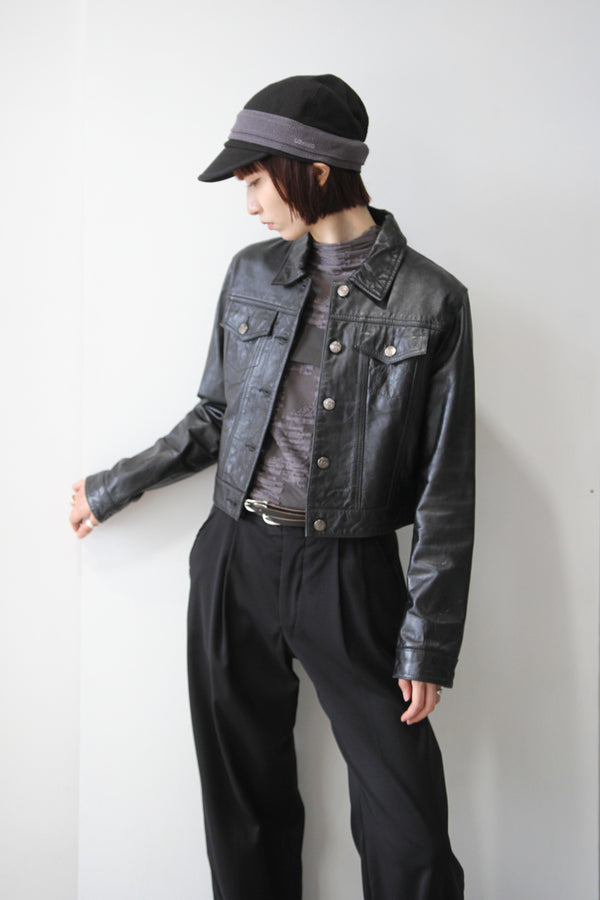POLO JEANS CO | Y2K EARLY 00'S CROPPED LEATHER JACKET [USED]