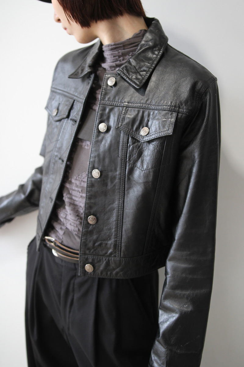 POLO JEANS CO | Y2K EARLY 00'S CROPPED LEATHER JACKET [USED]