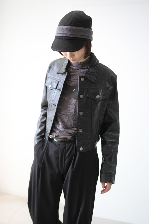 POLO JEANS CO | Y2K EARLY 00'S CROPPED LEATHER JACKET [USED]