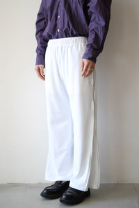 FINE POLY×ORGANIC COTTON PILE SIDE ZIP PANTS / WHITE