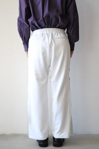 FINE POLY×ORGANIC COTTON PILE SIDE ZIP PANTS / WHITE