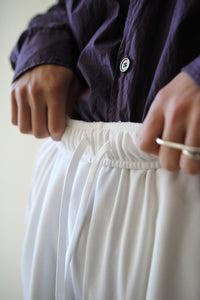 FINE POLY×ORGANIC COTTON PILE SIDE ZIP PANTS / WHITE