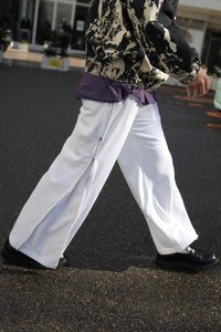 FINE POLY×ORGANIC COTTON PILE SIDE ZIP PANTS / WHITE