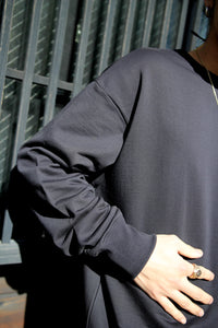 HIGH DENSITY L/S T-SHIRT FLEECE LINING / FADE BLACK