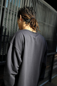 HIGH DENSITY L/S T-SHIRT FLEECE LINING / FADE BLACK