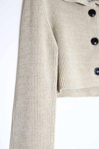 LINEN COTTON RIB SHORT CARDIGAN / IVORY MIX