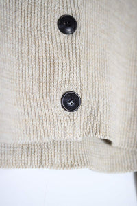 LINEN COTTON RIB SHORT CARDIGAN / IVORY MIX