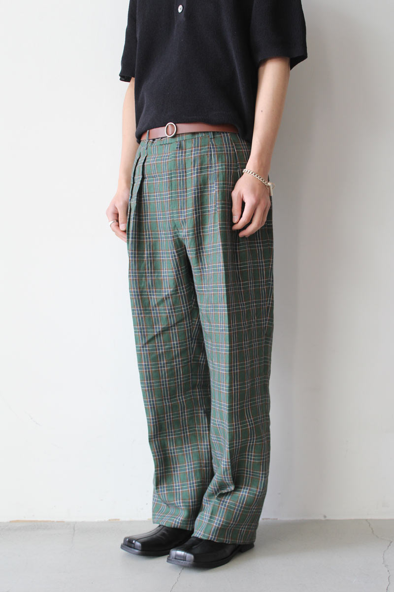 LINEN H CHECK WIDE TYPE1 / GREEN