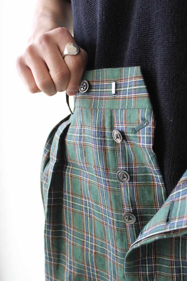 LINEN H CHECK WIDE TYPE1 / GREEN
