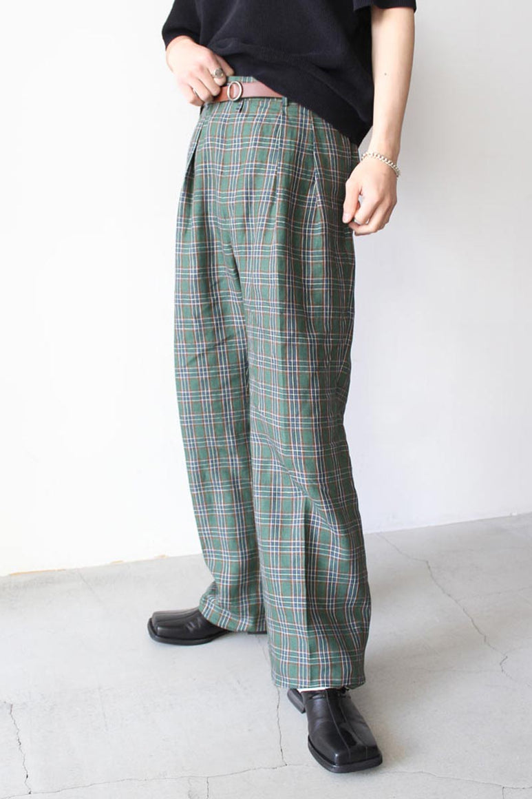 LINEN H CHECK WIDE TYPE1 / GREEN