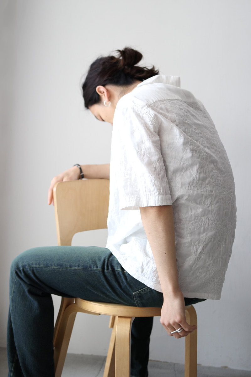 OUR LEGACY | HEUSEN SHIRT SHORTSLEEVE / WHITE FLOWER EMBROIDERY