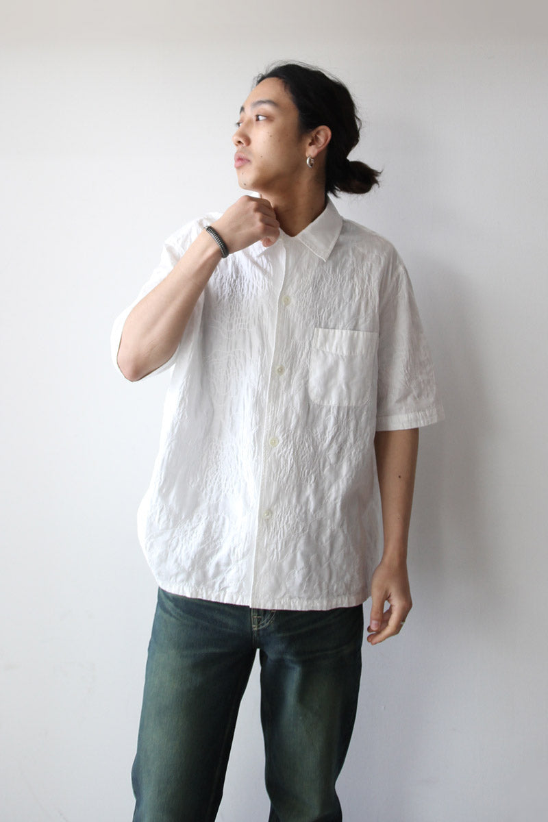 OUR LEGACY | HEUSEN SHIRT SHORTSLEEVE / WHITE FLOWER EMBROIDERY