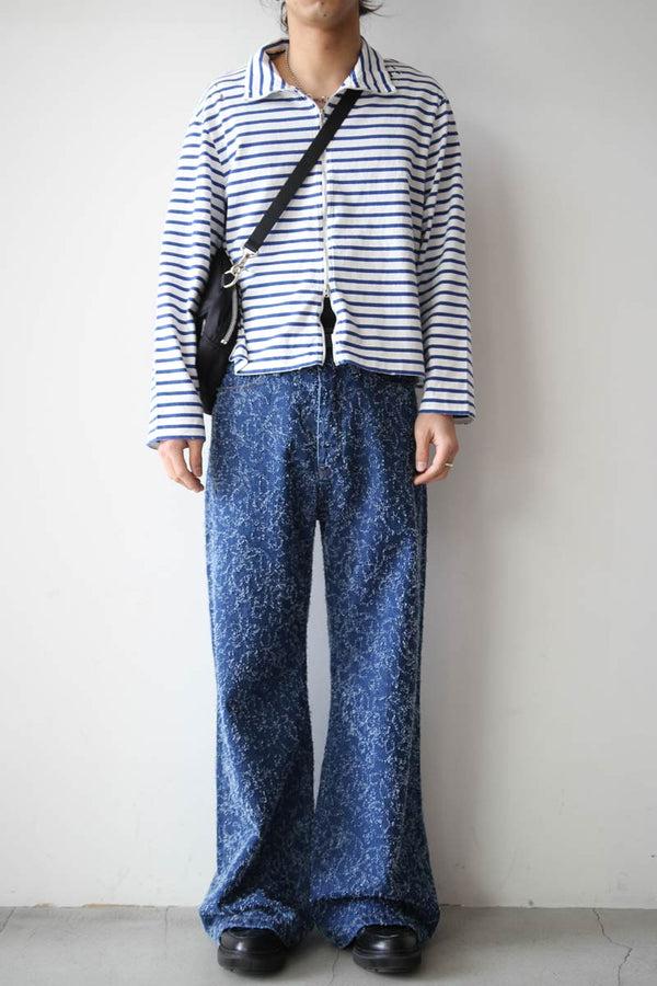 SHRUNKEN FULLZIP POLO / GENOVA STRIPE ROUGH COTTON [20%OFF]