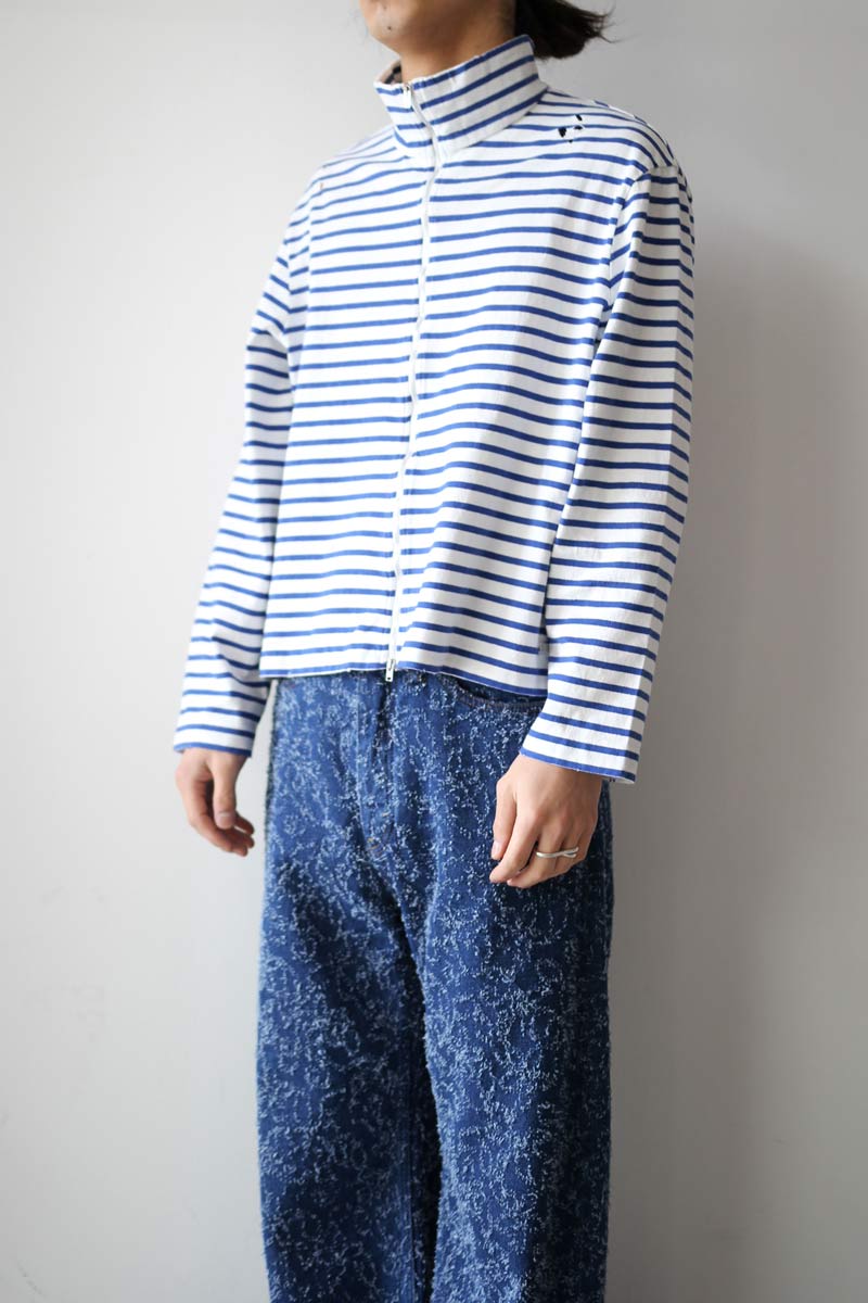 OUR LEGACY | SHRUNKEN FULLZIP POLO / GENOVA STRIPE ROUGH COTTON