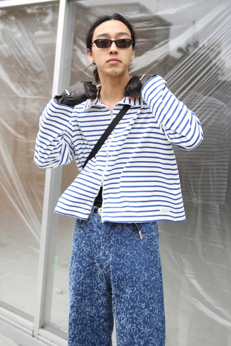 SHRUNKEN FULLZIP POLO / GENOVA STRIPE ROUGH COTTON [20% 할인]