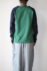 HOLTER NECK LONG SLEEVE T-SHIRT / NAVY-GREEN [金沢店]