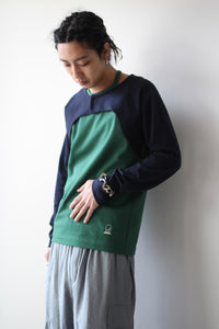 HOLTER NECK LONG SLEEVE T-SHIRT / NAVY-GREEN [金沢店]