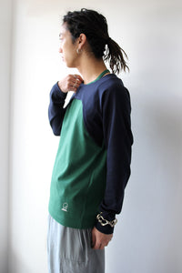 HOLTER NECK LONG SLEEVE T-SHIRT / NAVY-GREEN [金沢店]