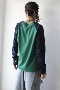 HOLTER NECK LONG SLEEVE T-SHIRT / NAVY-GREEN [金沢店]